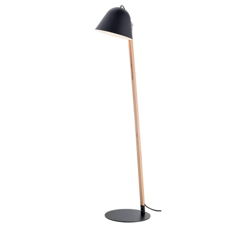 Метален лампион, matt black+natural, aca lighting, floor&table&office luminaires, 1x40w, gn461fwb