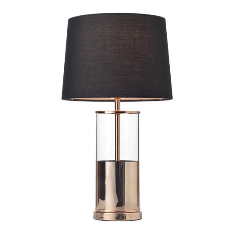 текстилна настолна лампа, polished brass+black+clear, aca lighting, floor&table&office luminaires, 1x40w, od90791tbb