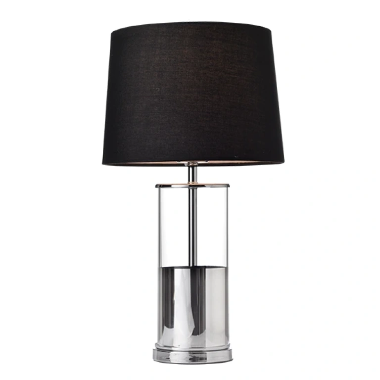 Текстилна настолна лампа, chrome+black+clear, aca lighting, floor&table&office luminaires, 1x40w, od90791tbc