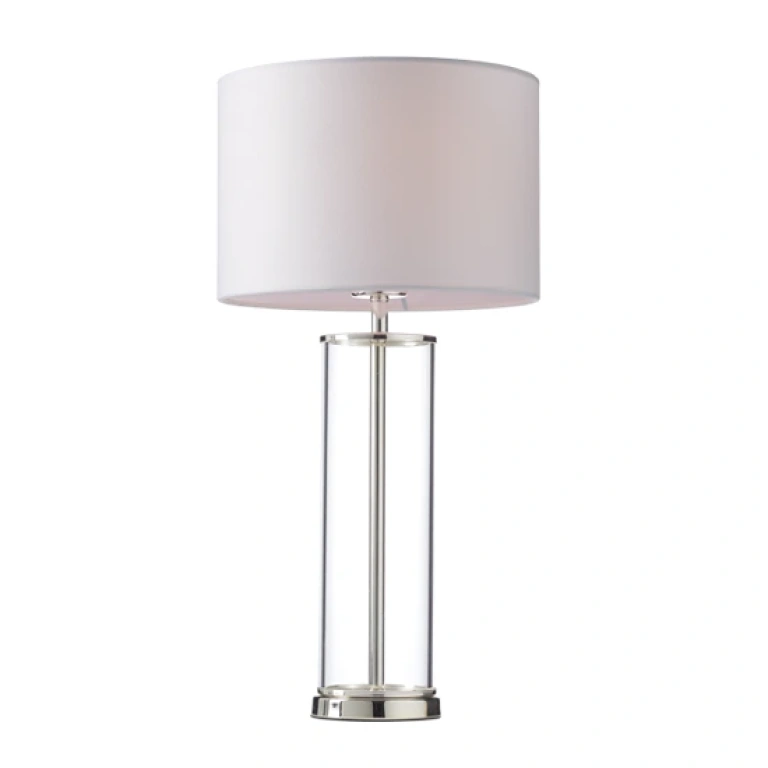 стъклена настолна лампа, polished nickel+white+clear, aca lighting, floor&table&office luminaires, 1x40w, od90801tws