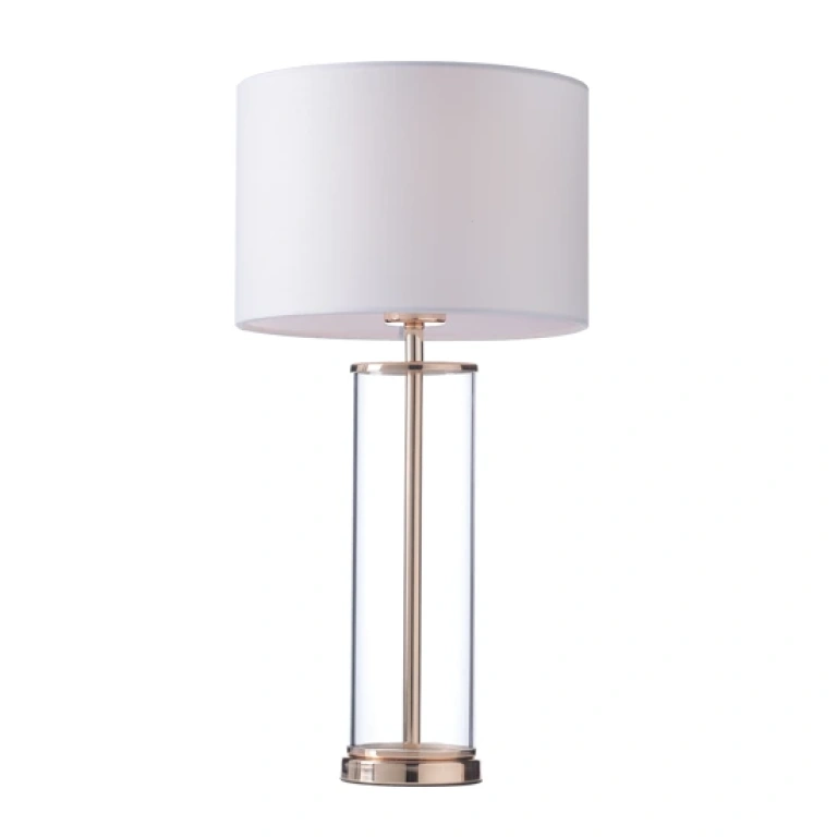 Стъклена настолна лампа, polished brass+white+clear, aca lighting, floor&table&office luminaires, 1x40w, od90801twg