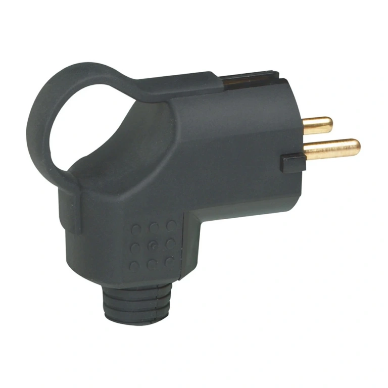 Щепсел, черен, 3х2,5мм2 2Р+Т 16А IP44 250V гумиран, legrand, 50252