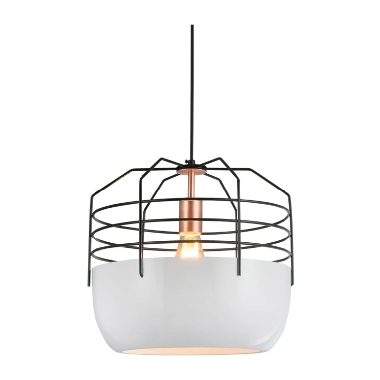 Пендел avantgarde, polished white+polished black+brushed copper, 1xE27, aca lighting, ad80361