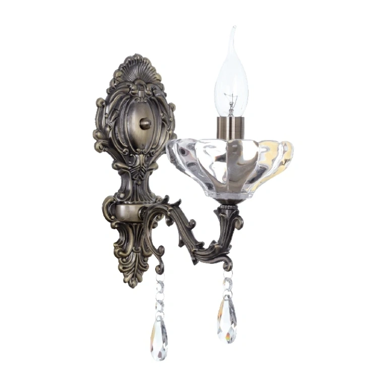 Аплик elegant, antique bronze+clear, 1xE14, aca lighting, tnk854531w