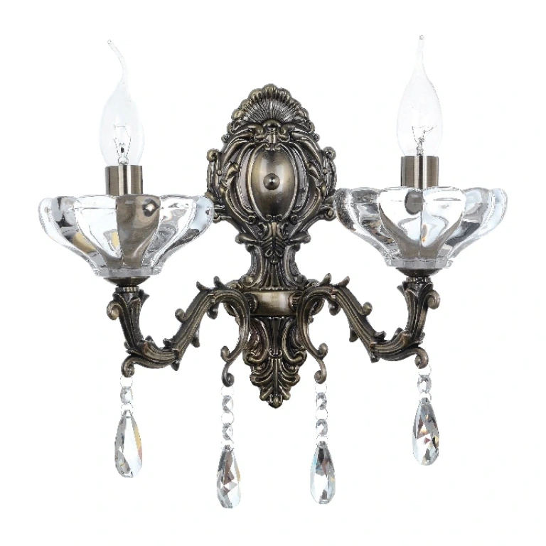 Аплик elegant, antique bronze+clear, 2xE14, aca lighting, tnk854532w