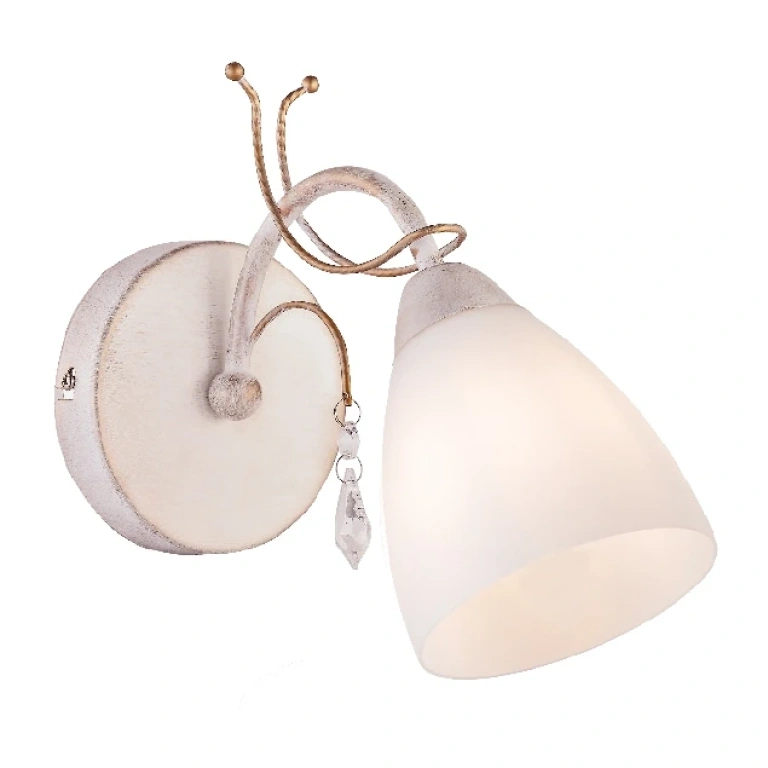 Аплик elegant, white patine+antique gold+white+clear, 1xE14, aca lighting, dla12121