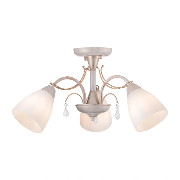 Полилей elegant, white patine+antique gold+white+clear, 3xE14, aca lighting, dla12123