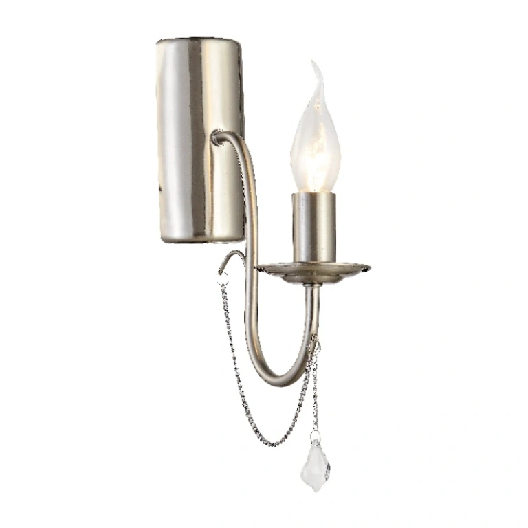 Аплик elegant, satin nickel+clear, 1xE14, aca lighting, dla12651wsn