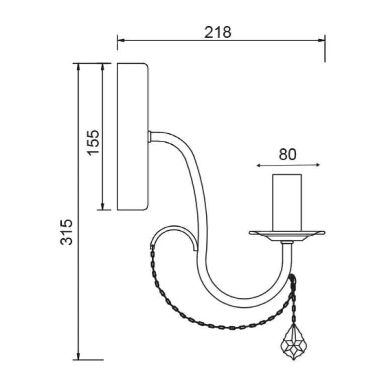 Аплик elegant, satin nickel+clear, 1xE14, aca lighting, dla12651wsn