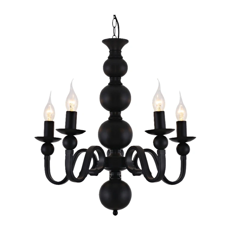 Полилей elegant, matt black, 5xE14, aca lighting, dla11855b