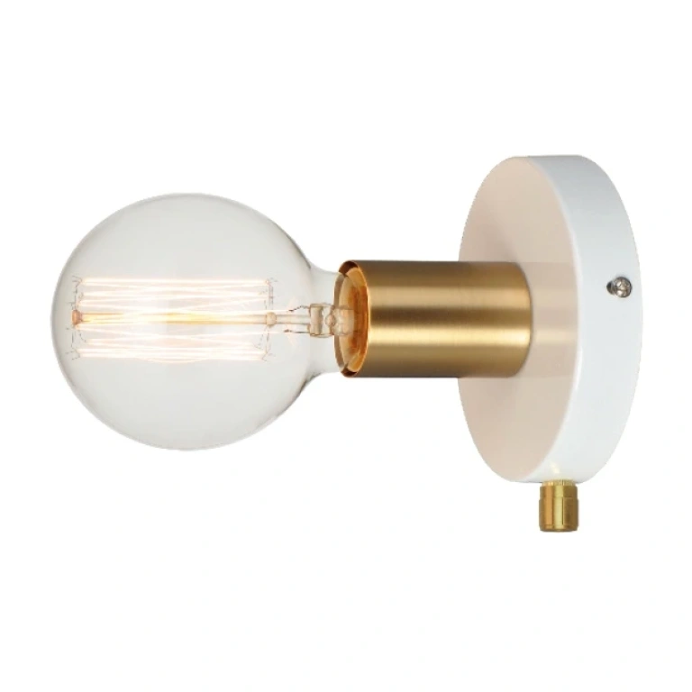 аплик wall&ceiling luminaires, polished white+brushed brass, 1xE27, aca lighting, v36382wp