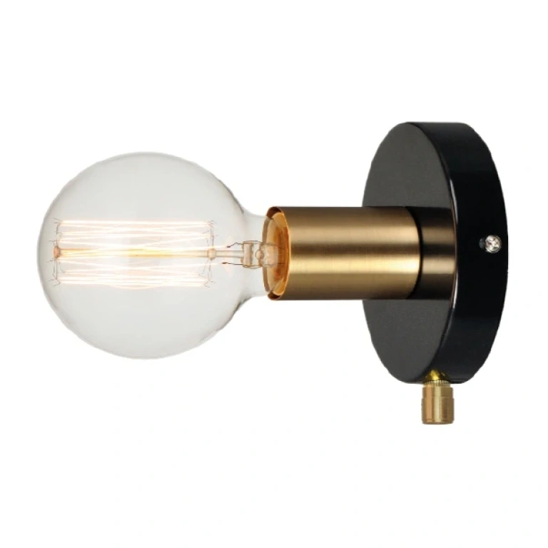 аплик wall&ceiling luminaires, polished black+brushed brass, 1xE27, aca lighting, v36382bp
