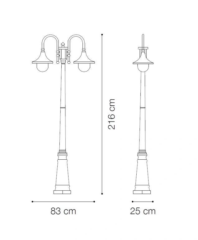 Градински стълб cima pt2, coffee, 2xE27, ideal lux, 246840