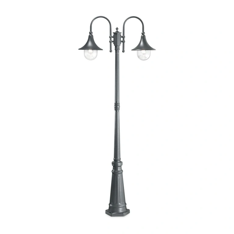 градински стълб cima pt2, antracite, 2xE27, ideal lux, 246833