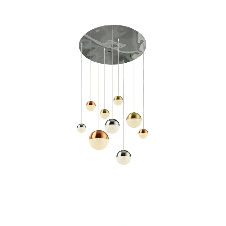 Полилей planets, chrome/copper/satin brass, led 77w, 4000k, 3992lm, searchlight, 4519-9