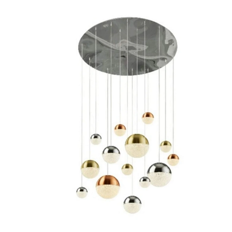 Полилей planets, chrome/copper/satin brass, led 107w, 4000k, 4466lm, searchlight, 4514-14
