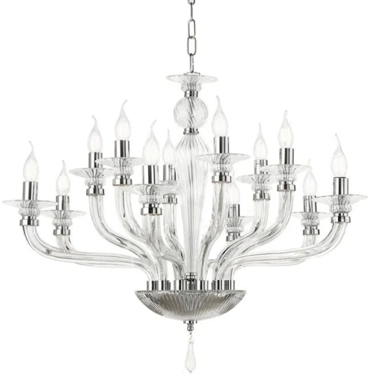 полилей villa, chrome/transparent, ondaluce, 12xE14, lp.villa/12-cr