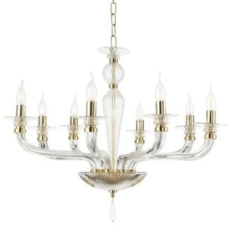 полилей villa, gold/transparent, ondaluce, 8xE14, lp.villa/8-oro