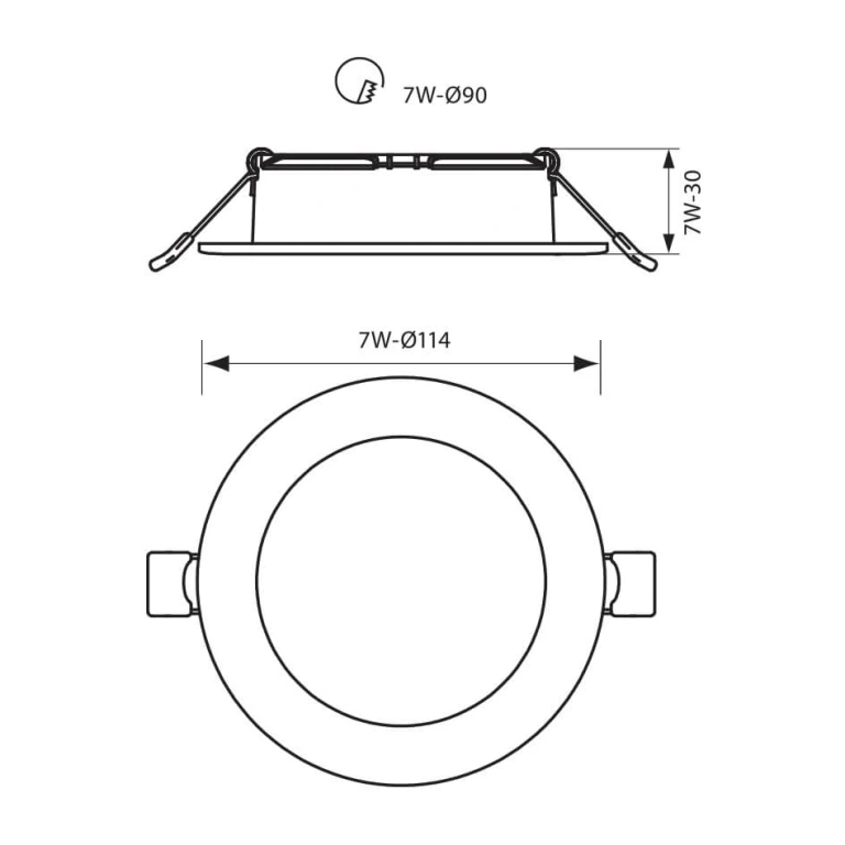 Led луна за вграждане, бяла, moni, vivalux, 7w, топла светлина, 3000k, 680lm, 003953