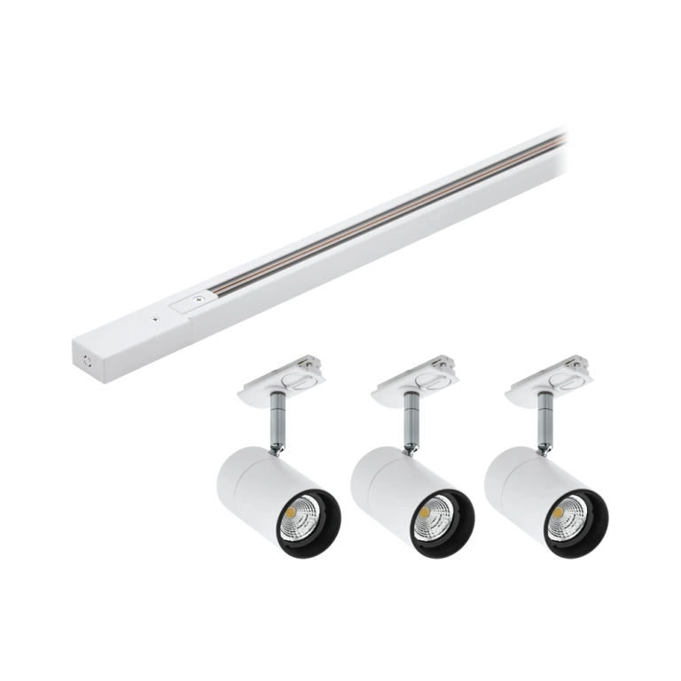 комплект монофазна шина, захранване и спотове tb set, white, eglo, 3xGU10, 99762