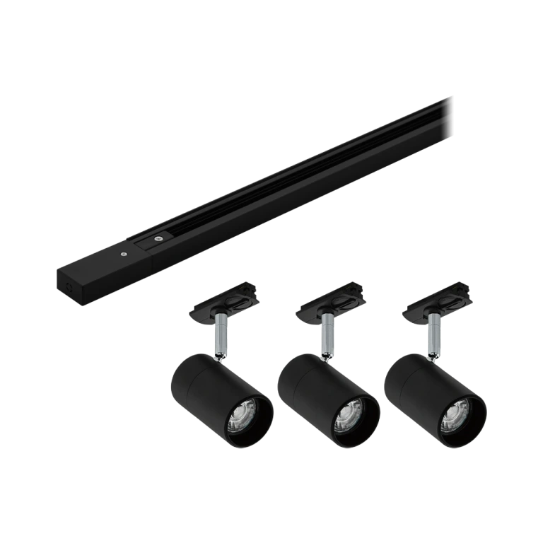Комплект монофазна шина, захранване и спотове tb set, black, eglo, 3xGU10, 99763