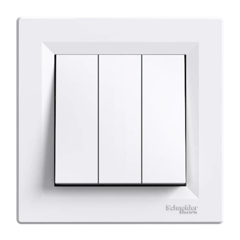Троен сериен ключ с рамка, asfora, бял, schneider, 10ax-250v ac, eph2100121