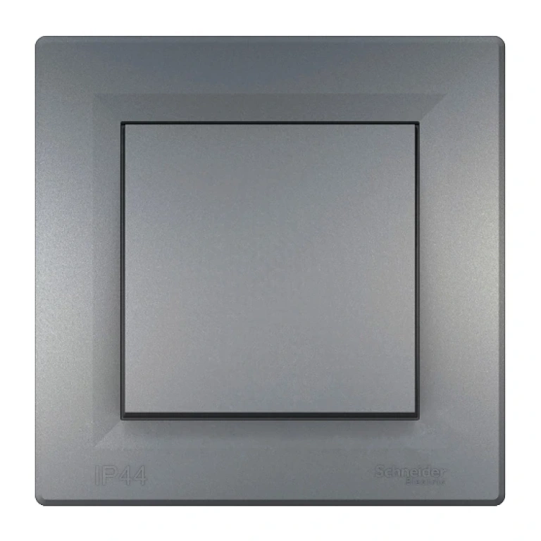 единичен ключ с рамка сх.1, asfora, стомана, schneider, 10ax-250v ac, ip44, eph0100262