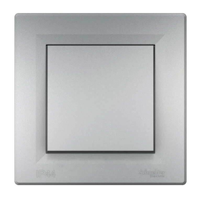 Единичен ключ с рамка сх.1, asfora, алуминий, schneider, 10ax-250v ac, ip44, eph0100261