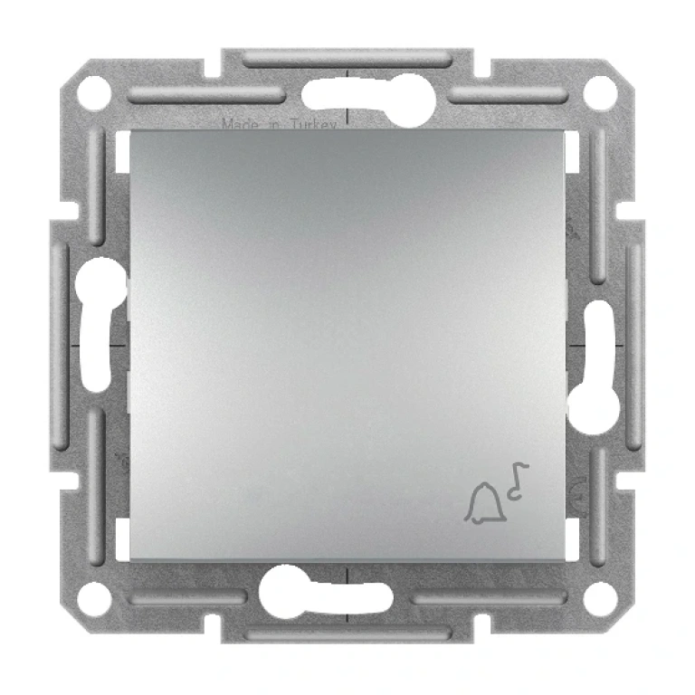 бутон със символ звънец, asfora, алуминий, schneider, 10ax-250v ac, eph0800161