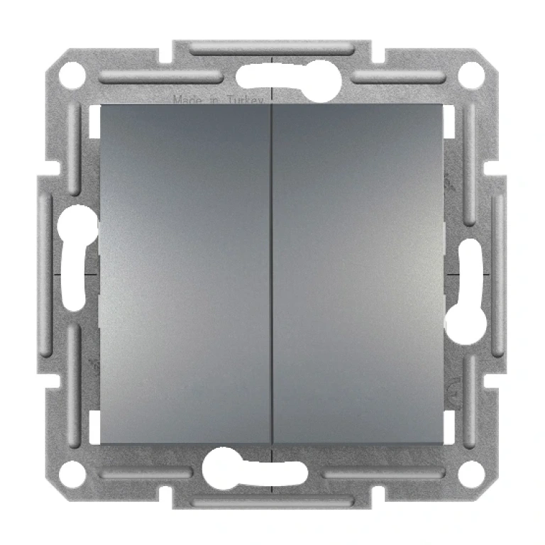 двоен бутон, asfora, стомана, schneider, 10ax-250v ac, eph1100162