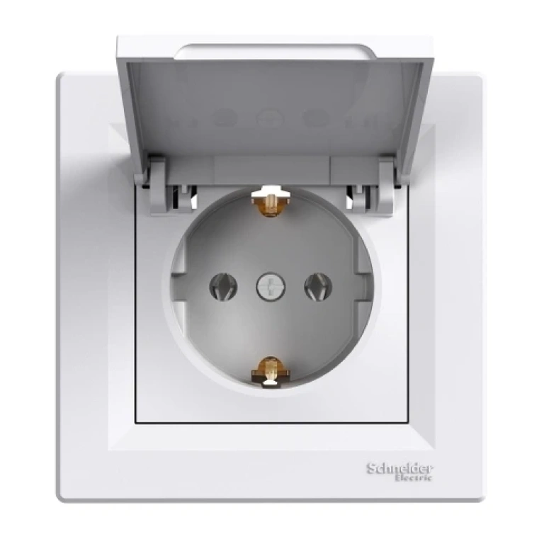 Контакт с капаче и с рамка, asfora, бял, schneider, 16a-250v ac, eph3100121