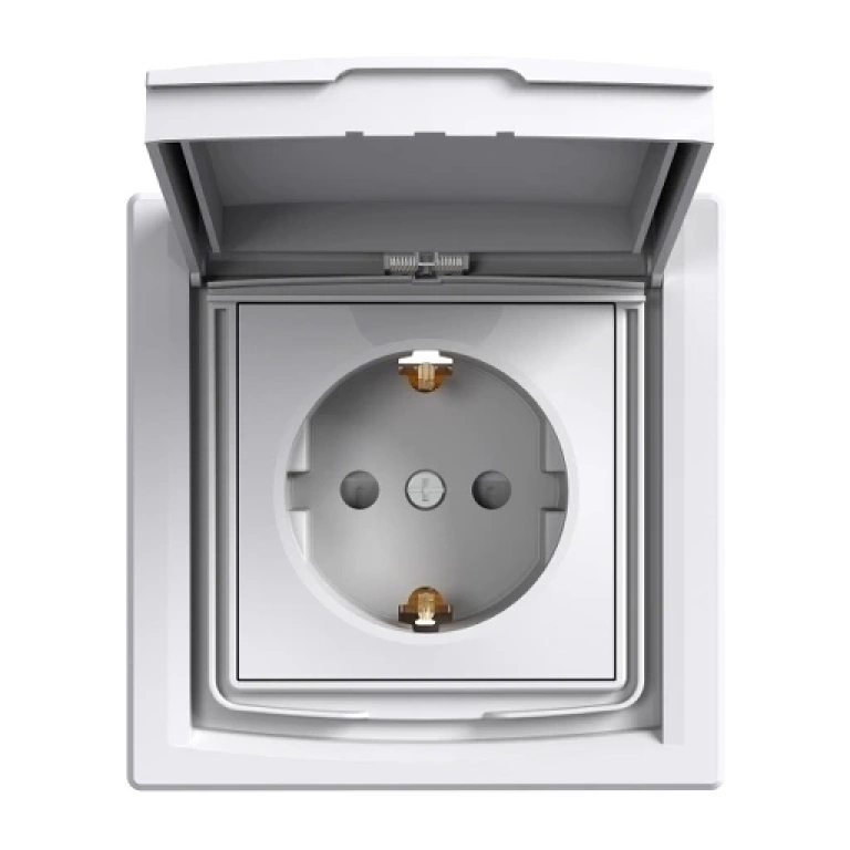 контакт с детска защита, капаче, с рамка, asfora, бял, schneider, 16a-250v ac, ip44, eph3100321
