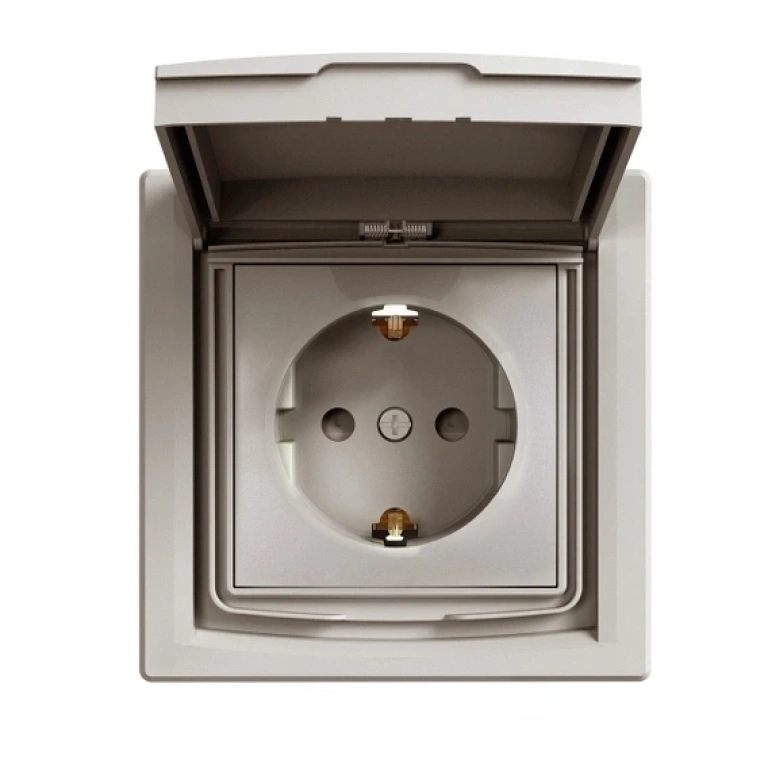 контакт с детска защита, капаче, с рамка, asfora, бронз, schneider, 16a-250v ac, ip44, eph3100369
