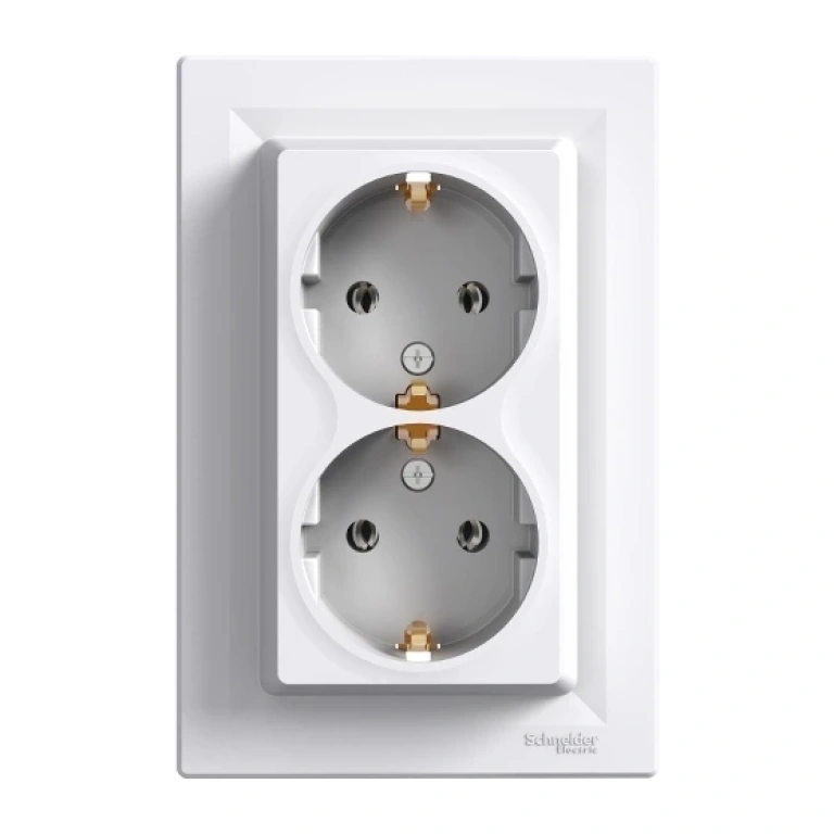 двоен контакт с рамка, asfora, бял, schneider, 16a-250v ac, eph9900121
