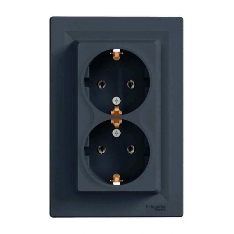 Двоен контакт с рамка, asfora, антрацит, schneider, 16a-250v ac, eph9900171