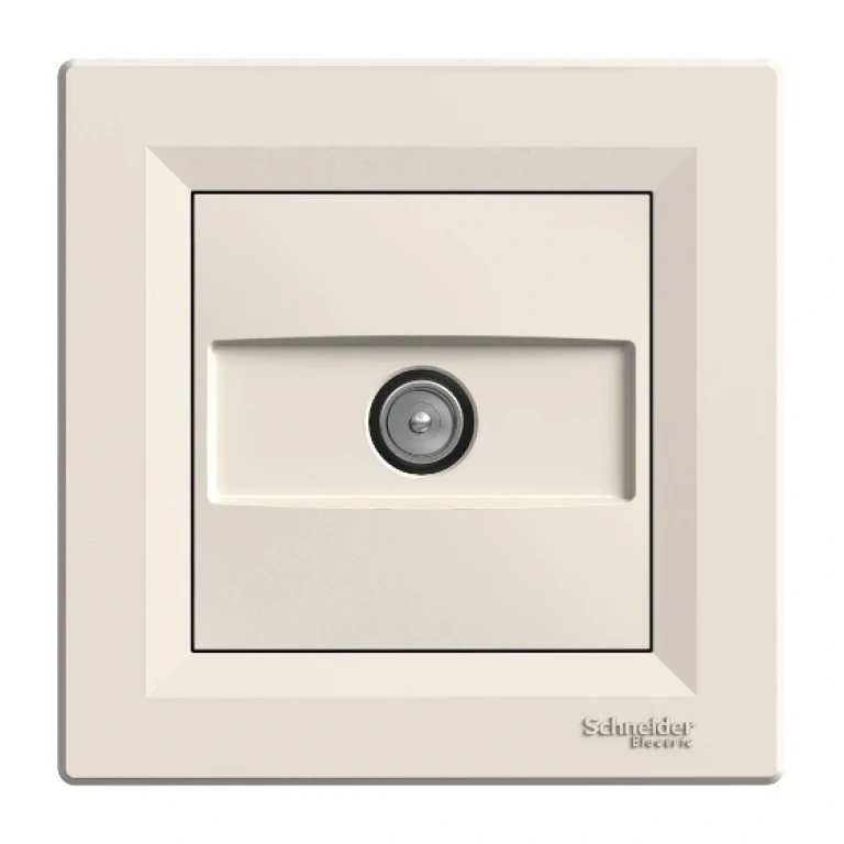 tv розетка крайна с рамка, 1db, iec мъжки, asfora, крем, schneider, eph3200123