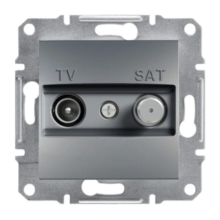 Tv+sat розетка крайна, 1db, iec мъжки+f, asfora, стомана, schneider, eph3400162