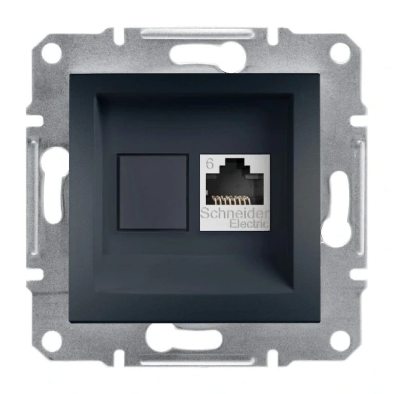 интернет розетка rj45, кат.6, utp, asfora, антрацит, schneider, eph4700171