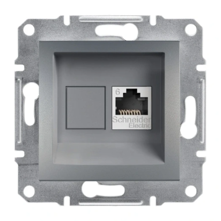 интернет розетка rj45, кат.6, utp, asfora, стомана, schneider, eph4700162