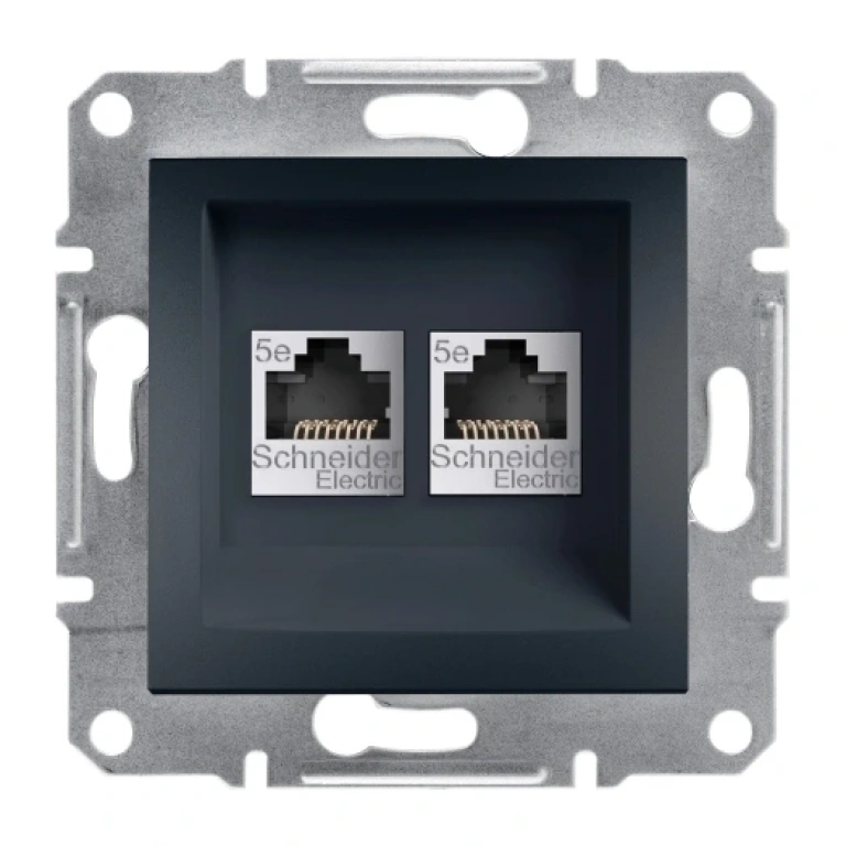 Двойна интернет розетка rj45, кат.5e, utp, asfora, антрацит, schneider, eph4400171