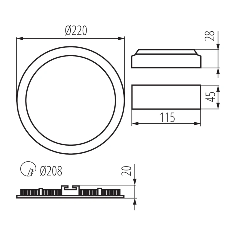 Led панел за вграждане rounda v2led, white, kanlux, led 18w, 4000k, 1260lm, 28934