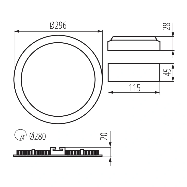 Led панел за вграждане rounda v2led, white, kanlux, led 24w, 3000k, 1560lm, 33524