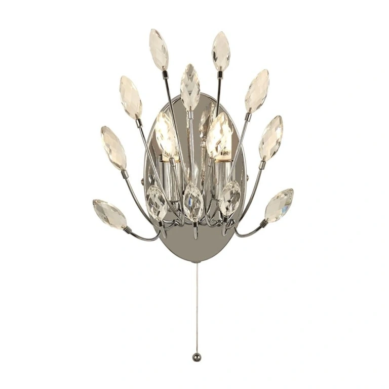 Аплик peacock, chrome/clear, searchlight, 2xG9, 86012-2cc