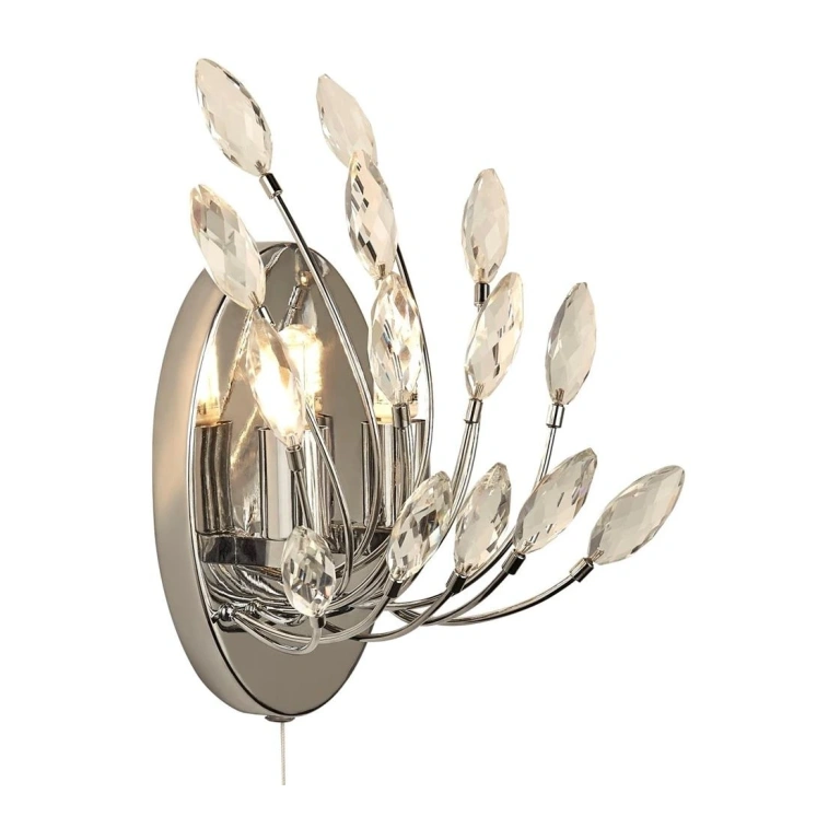 Аплик peacock, chrome/clear, searchlight, 2xG9, 86012-2cc