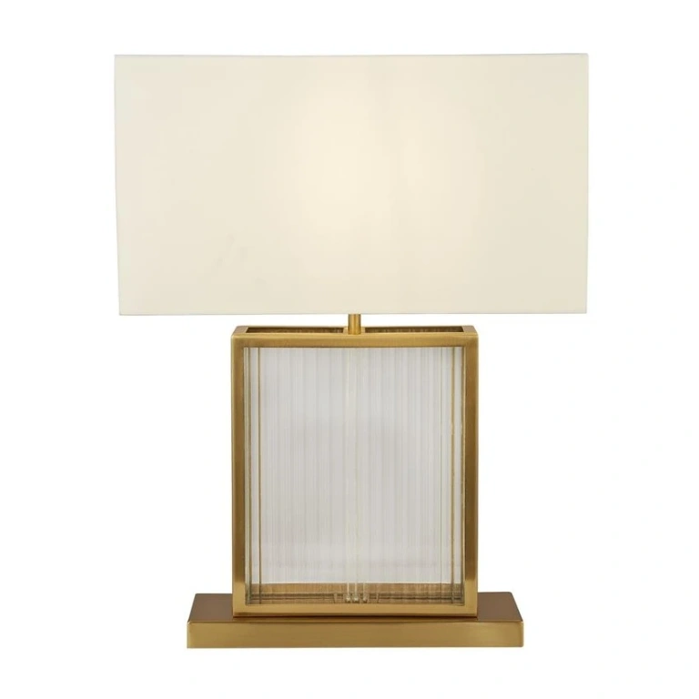 настолна лампа clarendon, satin brass/clear/white, searchlight, 1xE27, eu54210sb