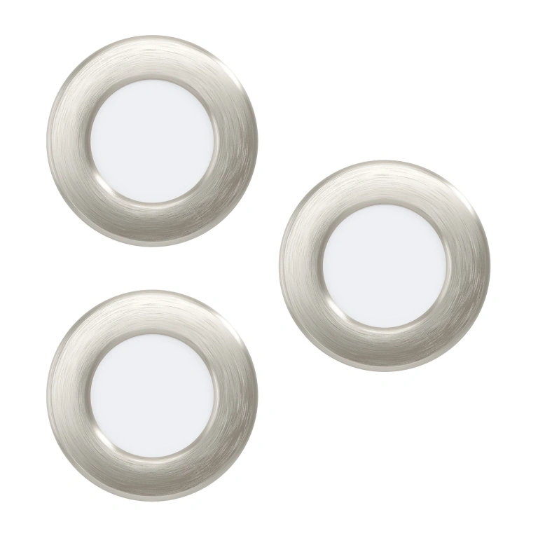 комплект 3 броя луна за вграждане fueva 5, satin nickel/white, eglo, led 2.7w, 3000k, 300lm, 99141