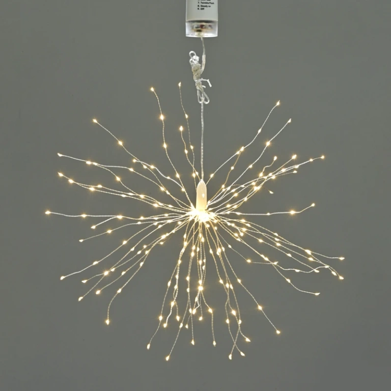 Светеща фигура с led лампички на батерии 4xAA, 150 бр., 25x15см., топла светлина, 2.25w, 8 функции, сребърна медна жица, X0115011811
