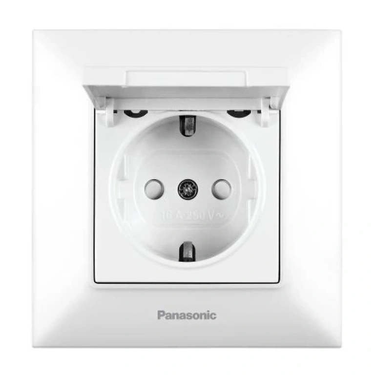 Аркедия Слим контакт с капак, бял, panasonic, WNTC02102WH