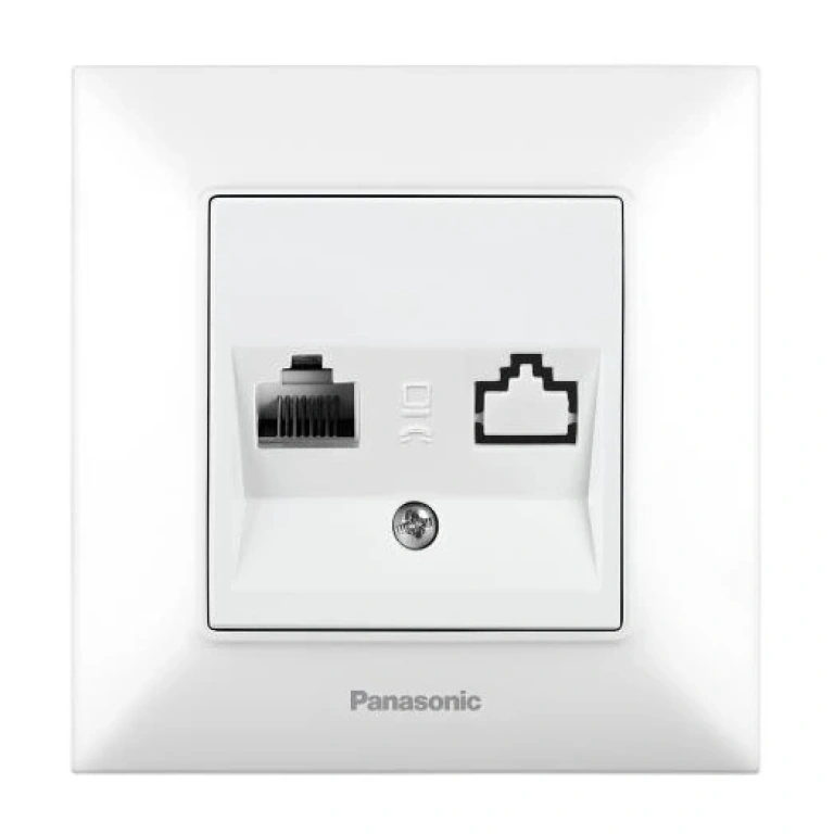 Аркедия Слим телефонна розетка Cat3 RJ11, бял, panasonic, WNTC04022WH