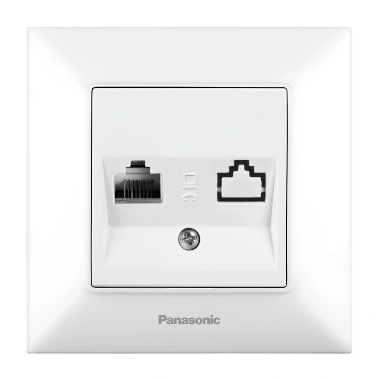 Аркедия Слим компютърна розетка CAT5e, бял, panasonic, WNTC04042WH